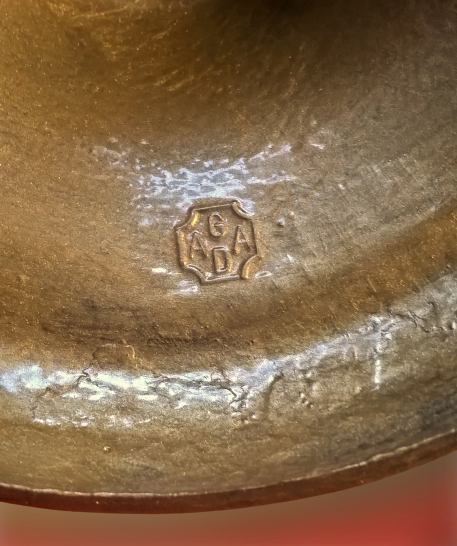 Pair of candlesticks three fires art deco agad - golden metal