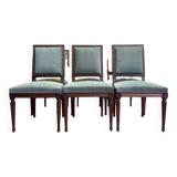Set of 6 Louis XVI style chairs in green velvet