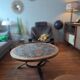 Vallauris coffee table signed drac 1960 wood earthenware steel