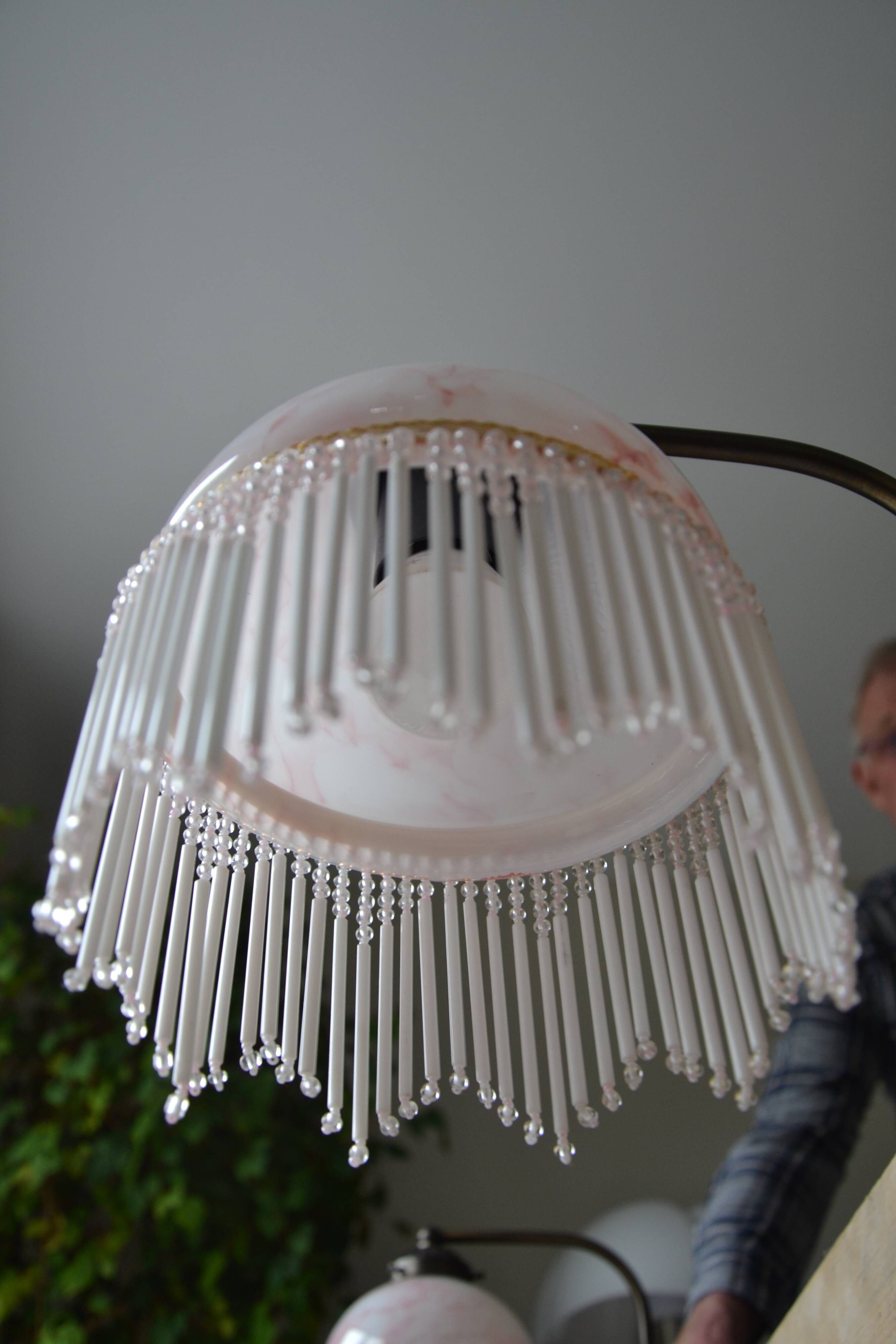 Opaline wall light with ceramic and glass pendants