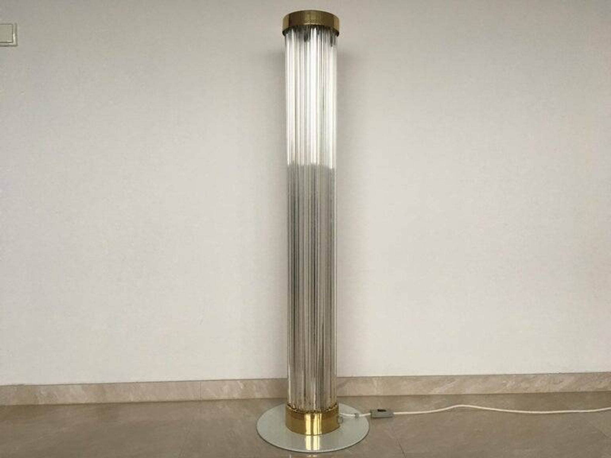 Pair of Design Brass and Glass Modern Floor Lamps/Kamenicky Senov, 1960s