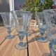 8 large blown glass goblets with bubbles from Biot – Blue signed