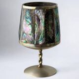 Abalone shell & alpaca shot glasses, set of 6, Mexico, 1970s