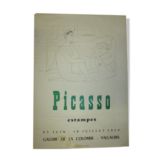 Affiche Picasso "Estampes"galerie de la Colombe Vallauris 1959