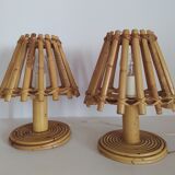 Pair of bamboo lamps
