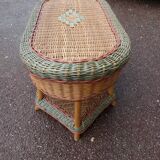 Table basse - Osier - Rotin - vert rouge brun