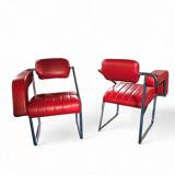 2 chaises en cuir rouge par Eileen Gray pour Alivar