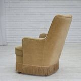 1970s, Danish armchair., original light green furniture velour.