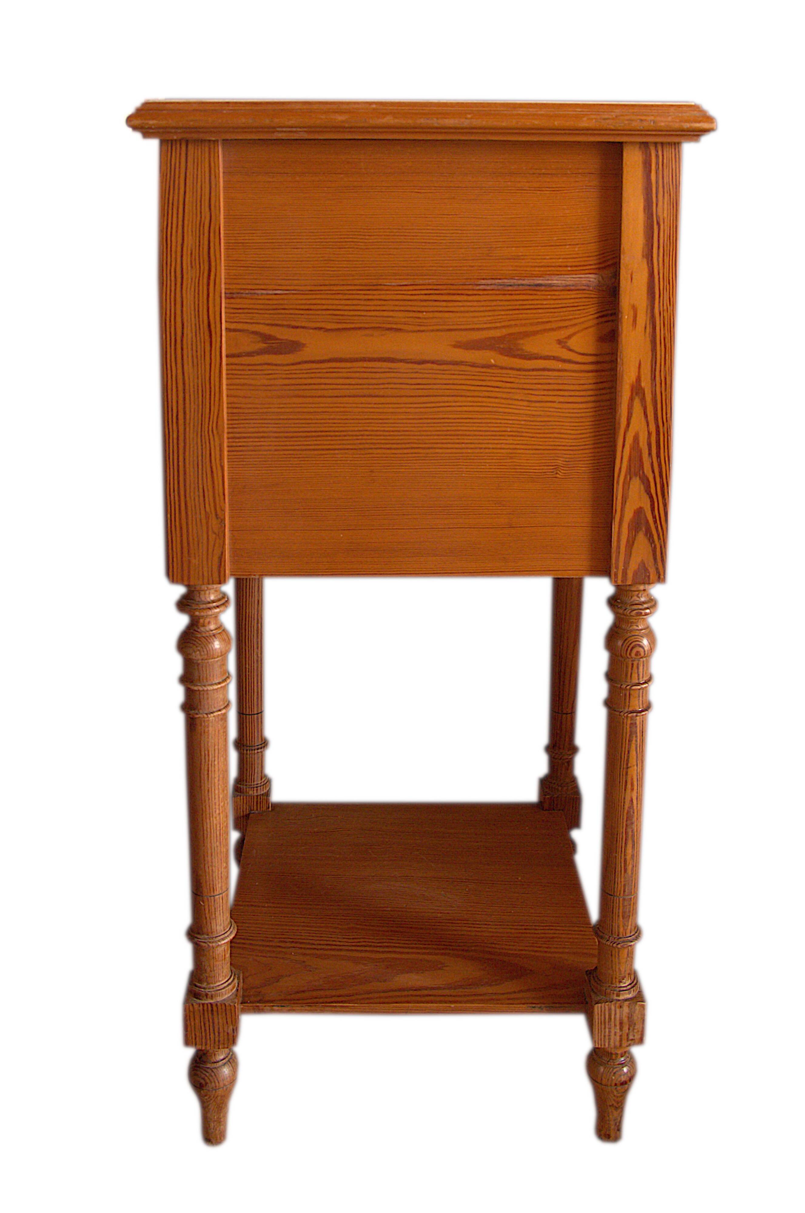 Nightstand in marked pine and marble, 37x81cm, 1940s, Art Deco, Gallé