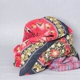 Kantha Sari Bedspread, Hand Embroidered Recycled Cotton Tartan