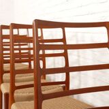 6 x vintage dining chairs | Niels Otto Møller | Model 82 | Papercord | Teak