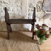 Small brutalist wooden bench