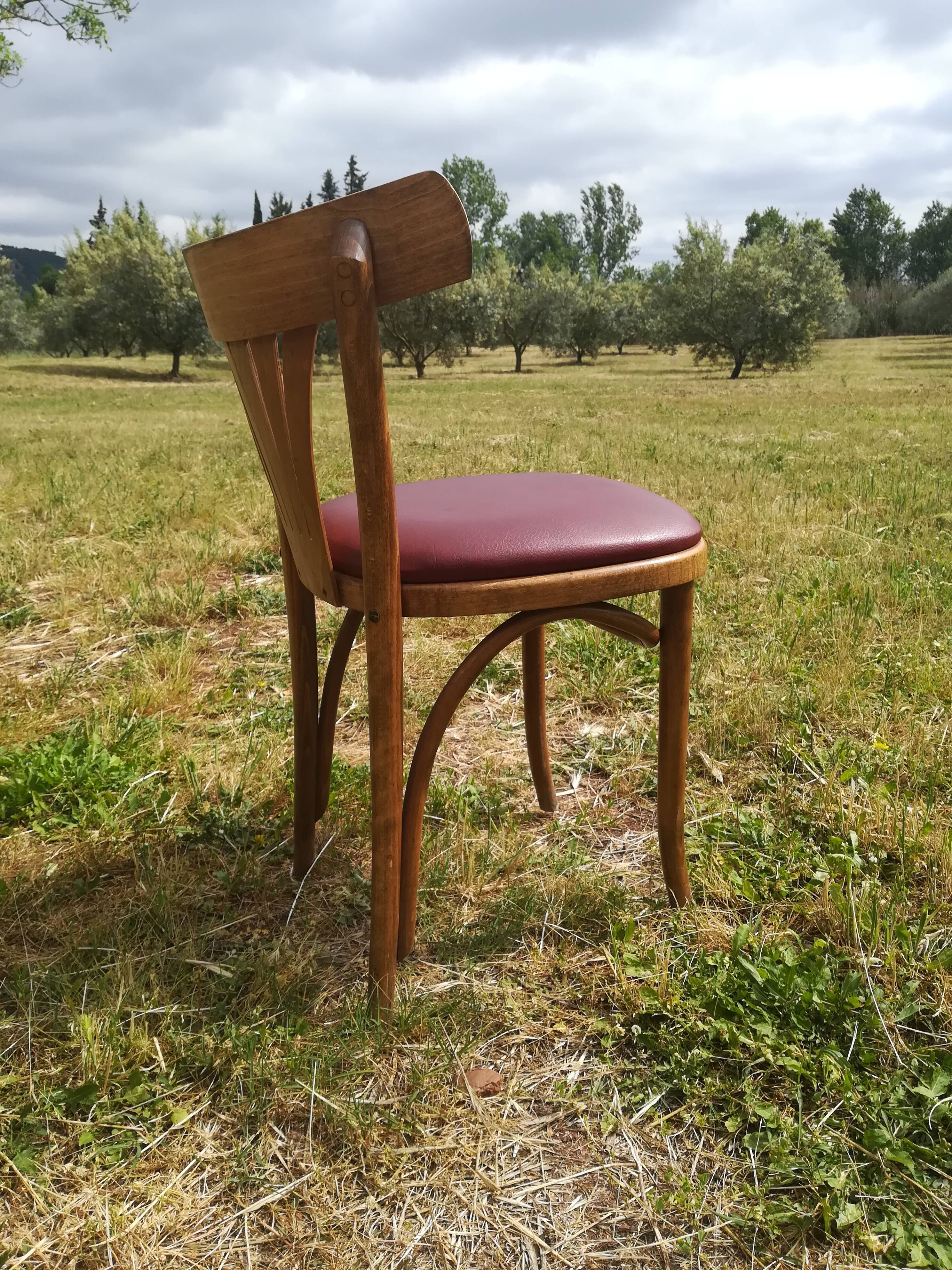 Set of 41 bistro chairs seated red skaï