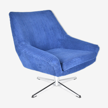 Vintage Cord armchair Shell, Deutsche Democratic Republic, DDR, 1960s, Blue