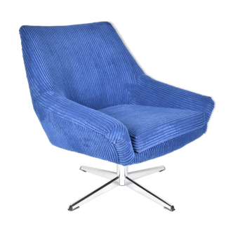 Vintage Cord armchair Shell, Deutsche Democratic Republic, DDR, 1960s, Blue