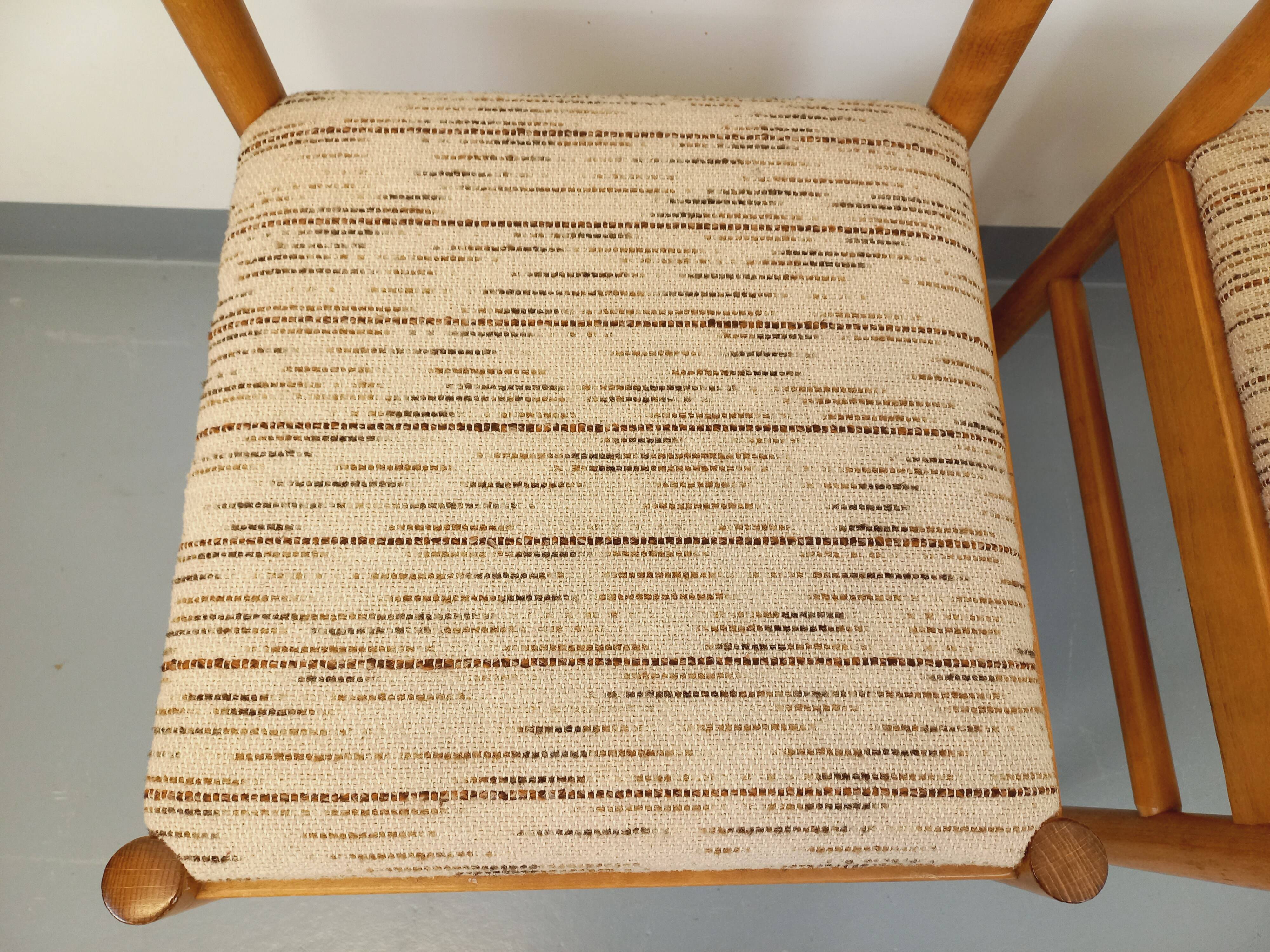 Pair of vintage Baumann chairs in wood and fabric from the 70s
