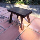 Step footrest solid wood vintage brutalist stool