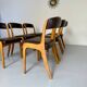 Set of 6 Baumann curved wood and imitation leather chairs, gondola model, 70s