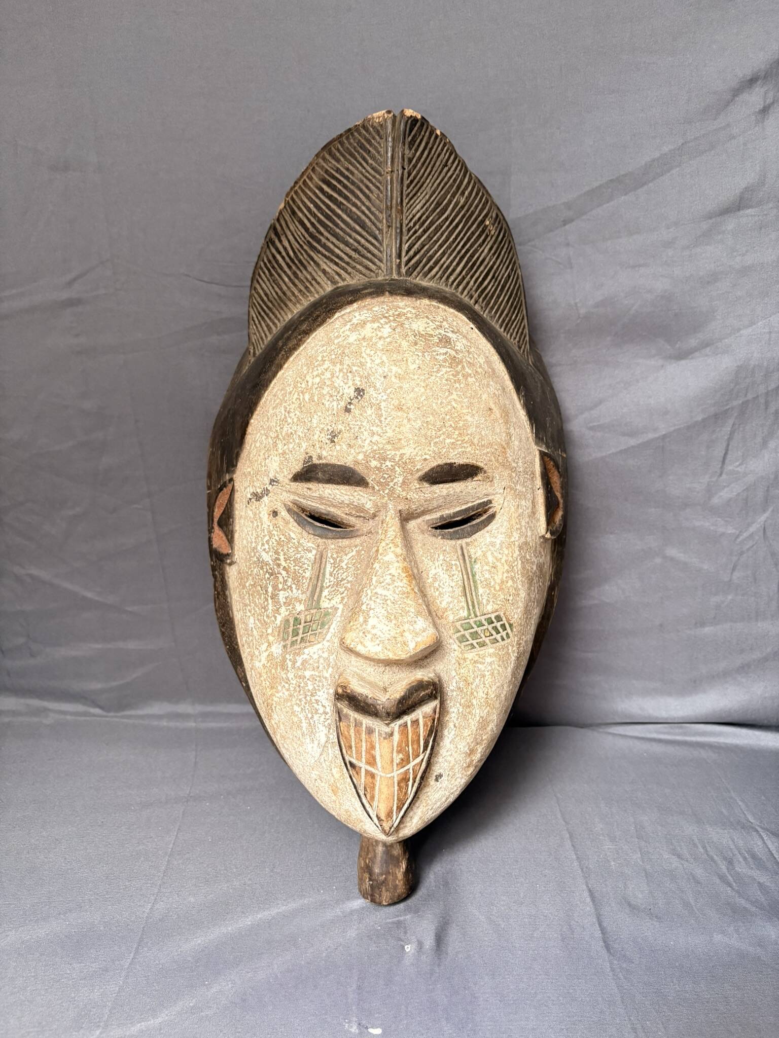 Ancient Tribal Wood Mask African Punu Maiden Mukudji Gabon