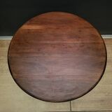 Round table with folding shutters on casters in solid wood year 1973