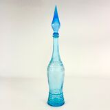 Blue bottle, Empoli glass, Italy, Mid-century