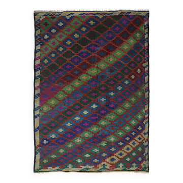 Kilim Oushak Vintage Tribal Multicolore Géométrique 287 x 200 cm