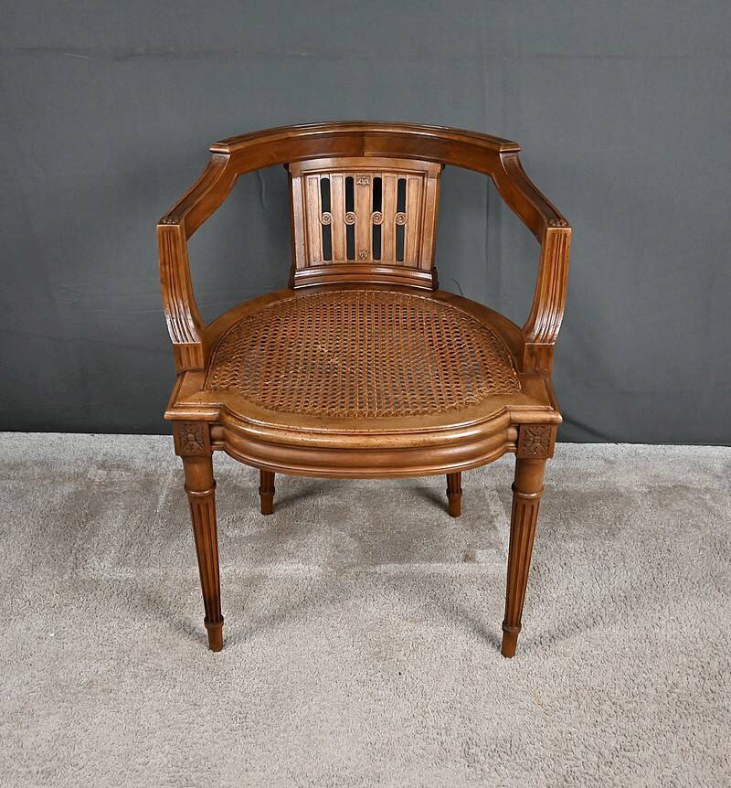 Small Office Armchair in Walnut, Louis XVI style – Late 19th century