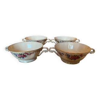 Set of 4 Bernardaud porcelain tea cups 1970