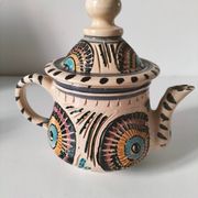 Service à thé marocain vintage, théière et 5 tasses et soucoupes