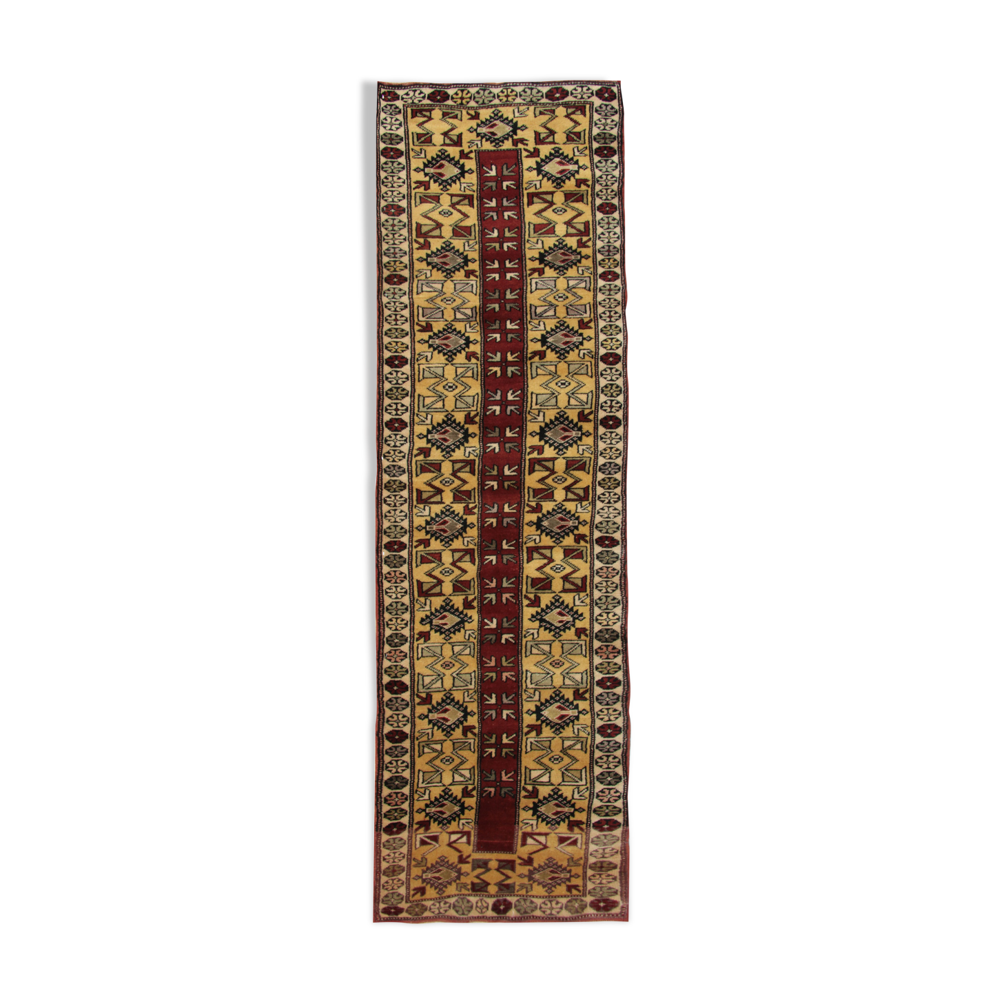 Handwoven oriental runner rug traditional milas carpet- 81x268cm