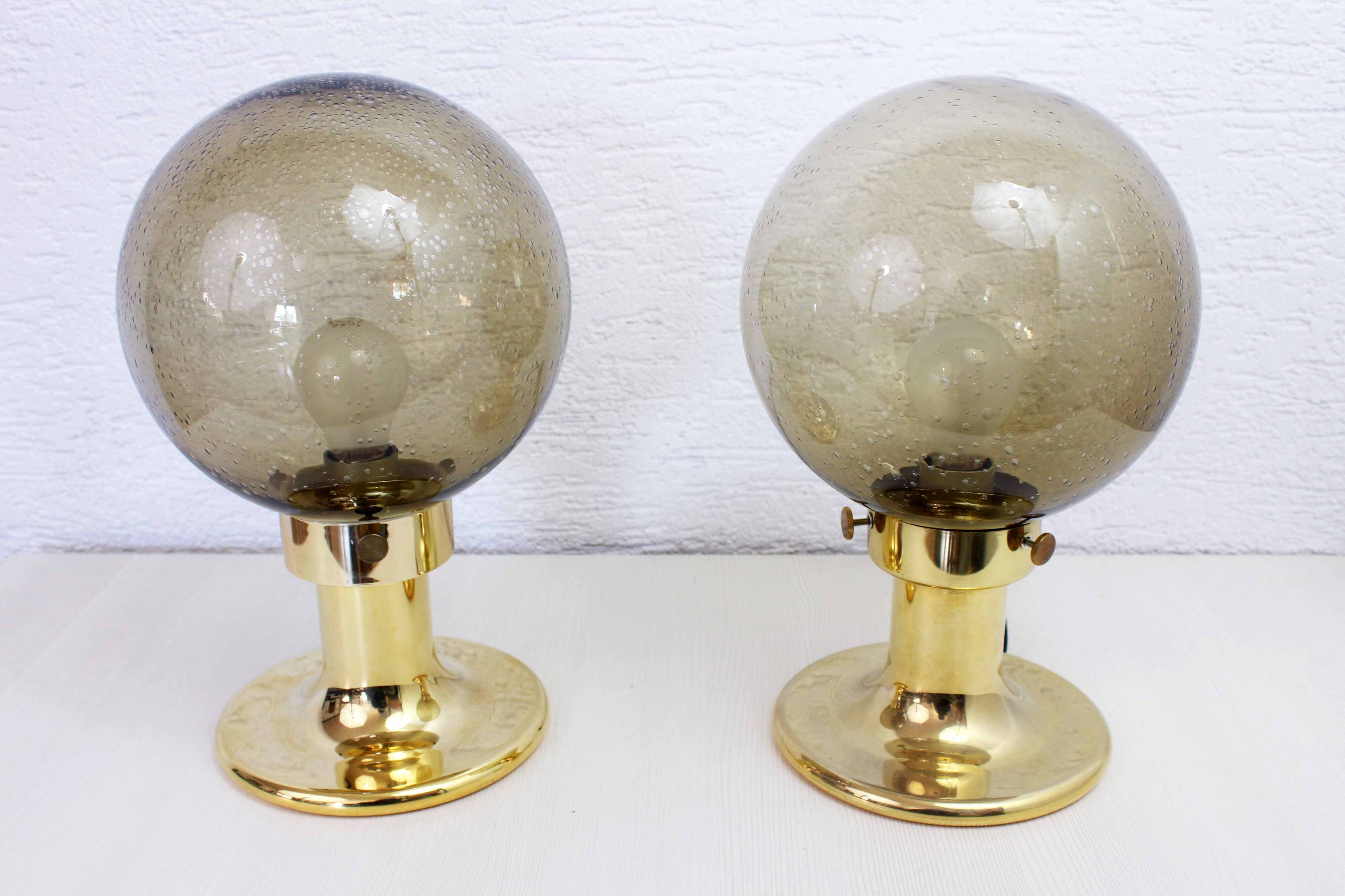 Pair of Space Age smoked glass lamps 1970