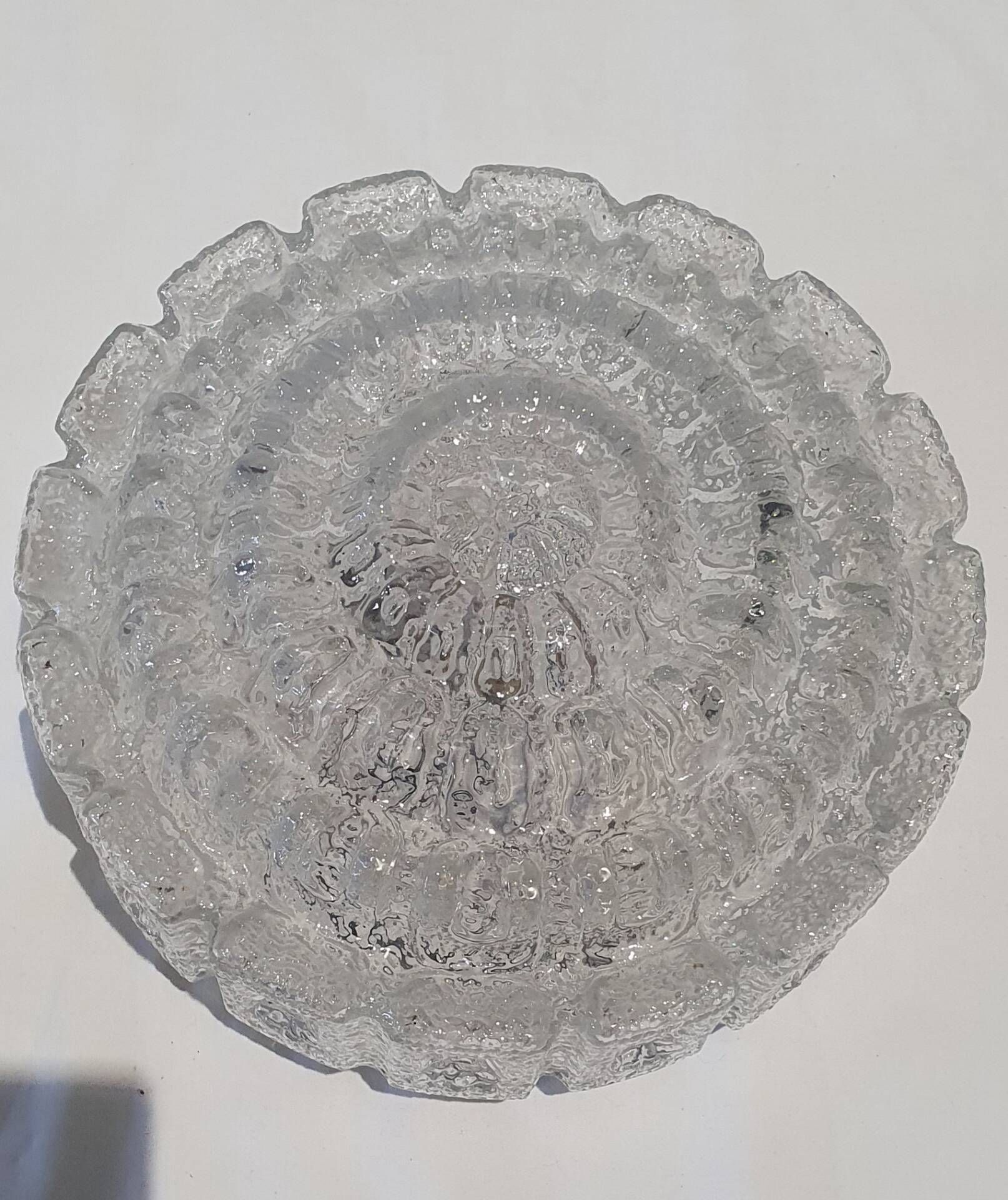 Lampe murale plafond ø 28 cm Glashutte Limburg années 1960 en verre moulé