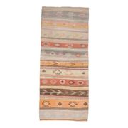 70's Vintage Oushak Handmade Wool Orange Kilim Runner Rug 116x283