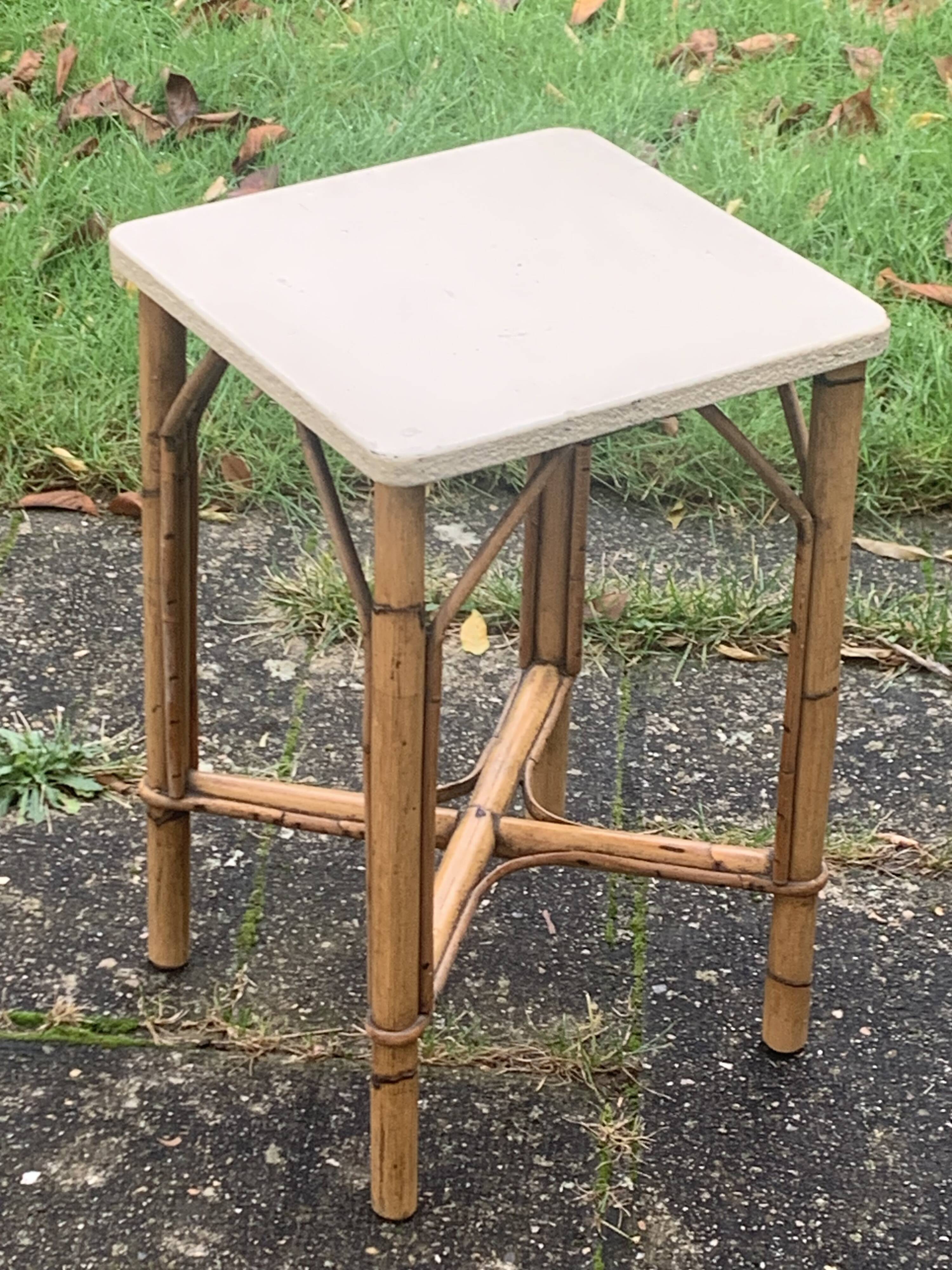 Vintage rattan and wicker side table, bedside table, side table