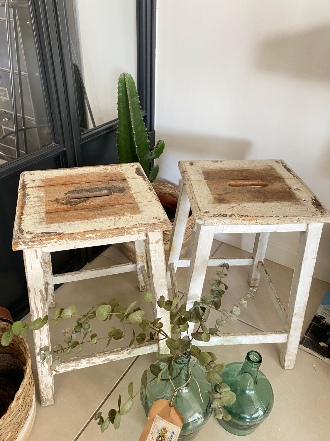 Old wooden painter's stools