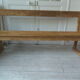 Church pew, pitchpin bed with a light oak waxed finish.
