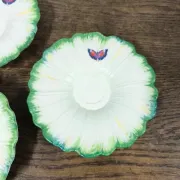 Set of 3 antique Lunéville butterfly saucers / saucers in barbotine.