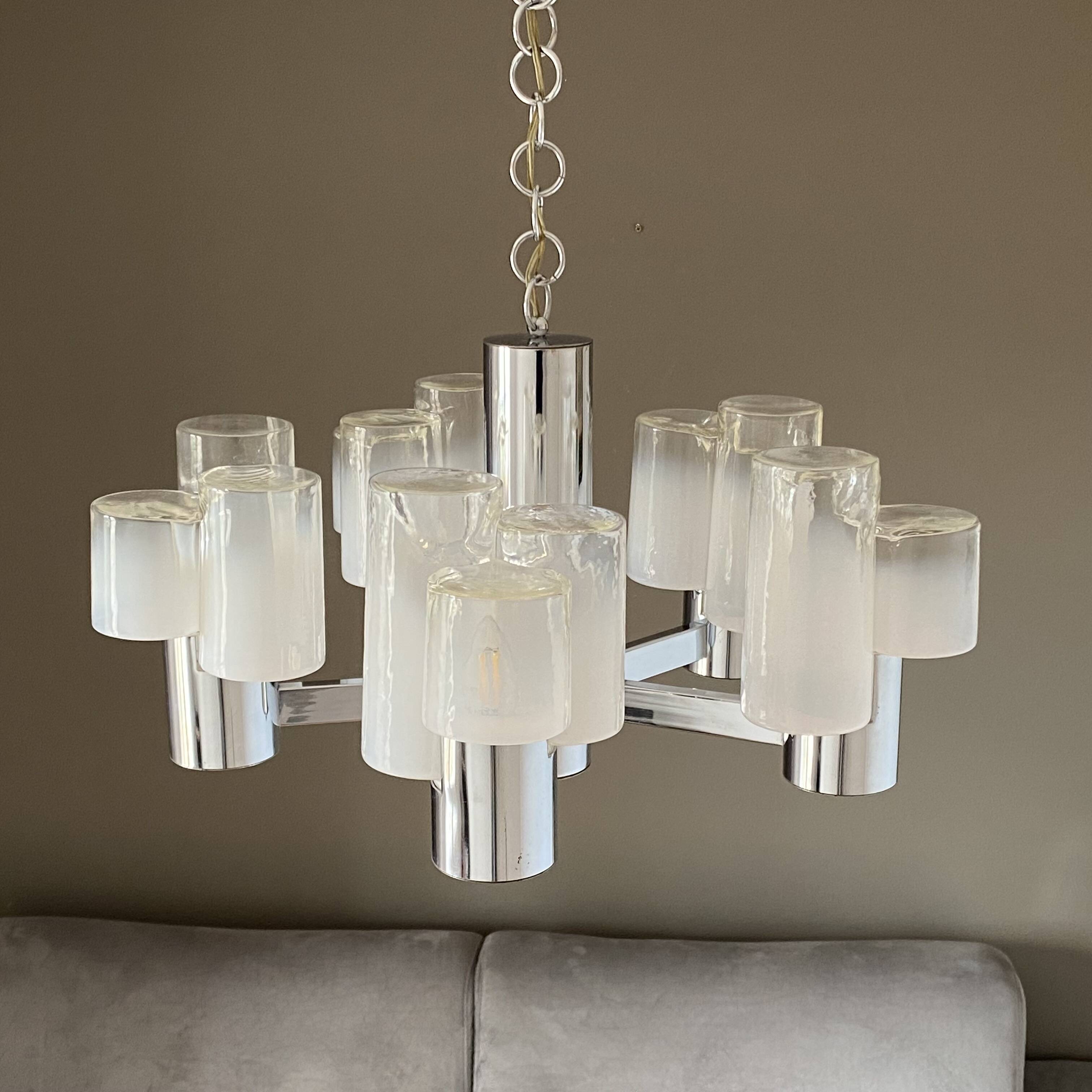 MAZZEGA Sputnik chandelier. 1970. Murano glass.