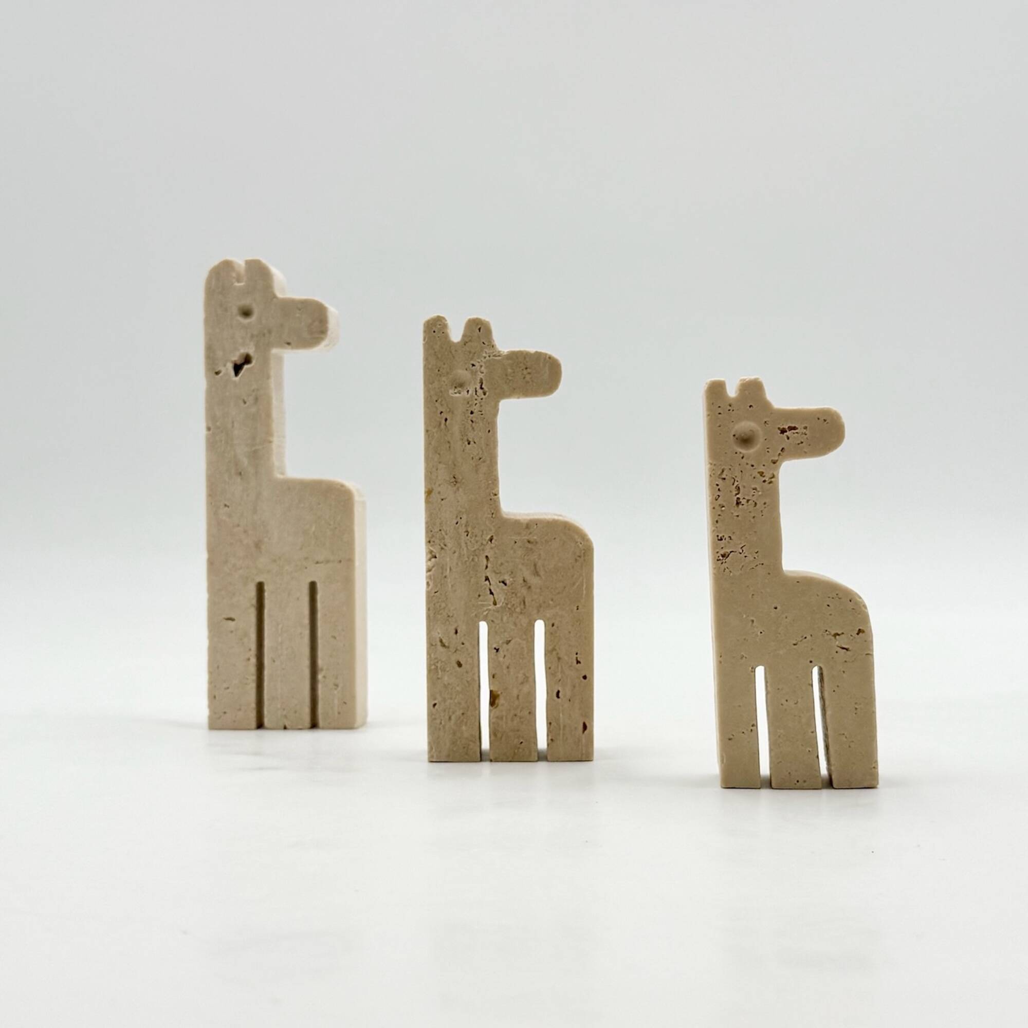 Set of Three Vintage Italian Travertine Animal Sculptures