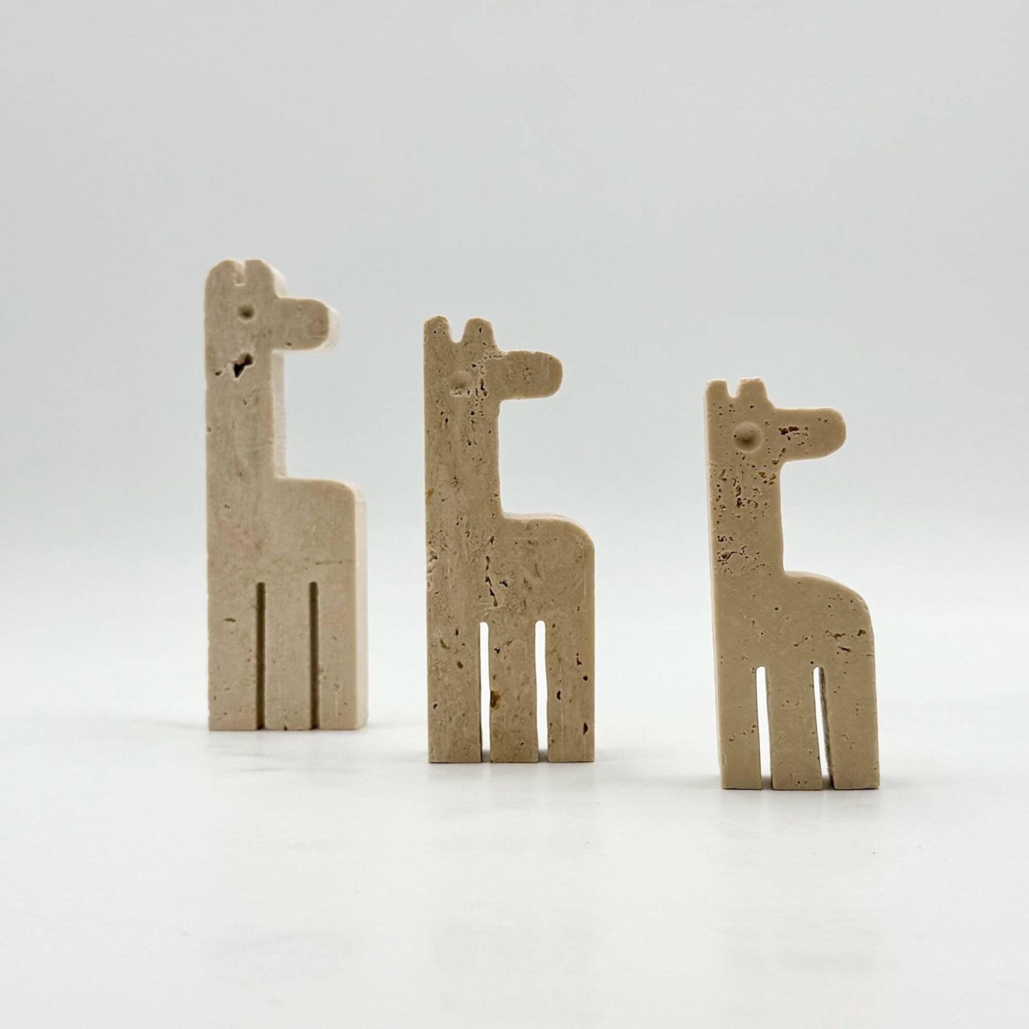 Set of Three Vintage Italian Travertine Animal Sculptures