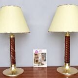 Burgundy Plexiglass and Brass Table Lamps by F. Loffredo, Italy 1980s