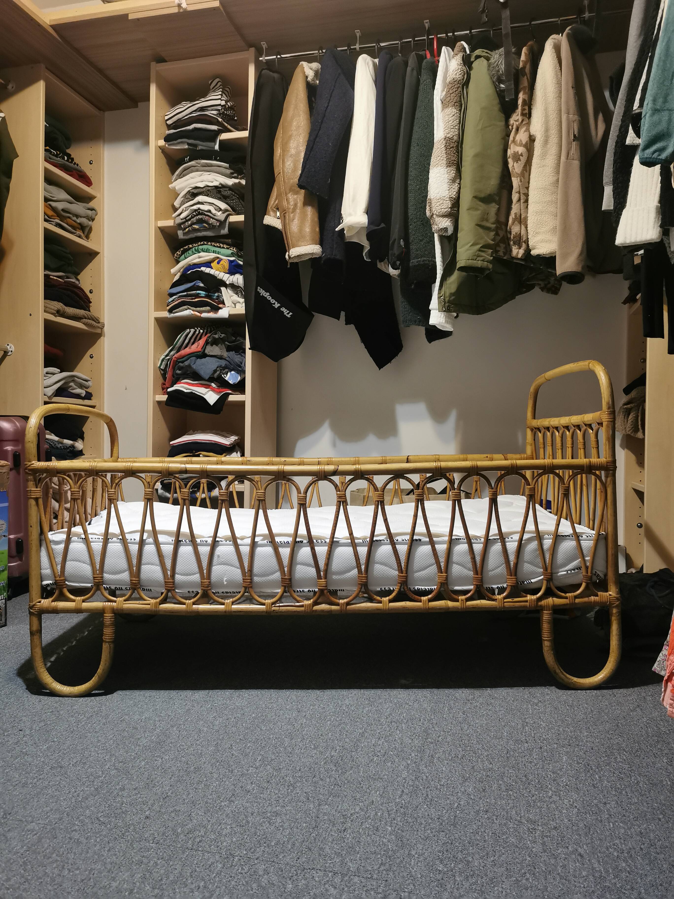 Rattan baby cot + custom bamboo mattress