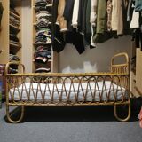 Lit bébé en rotin + matelas bambou sur mesure