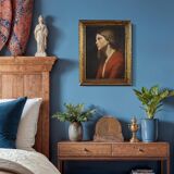 Peinture italienne du 19e siècle, portrait d'une jeune fille