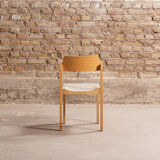 Lot of 4 chairs in solid beech, seated and back restored