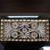 Plat rectangulaire cristal de bohême Walther Glas motif jaune et fleur