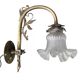 Antique brass wall light with glass shade.