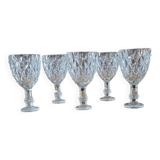 5 thick glass stemmed glasses