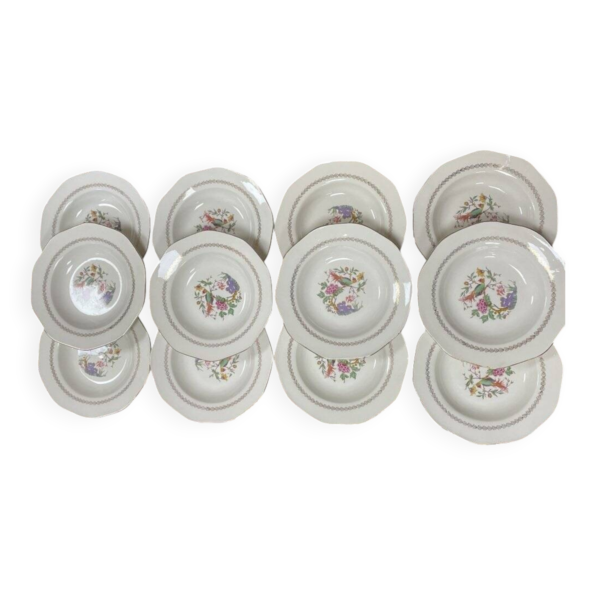 12 deep plates Digoin & Sarreguemines Nanteuil