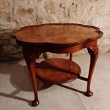 Walnut chippendale-style round coffee table